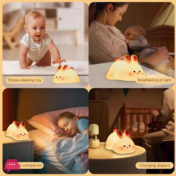 Silicon Rabbit Lamp Rechargeable Cute Bunny Night Lamp Touch Sensor