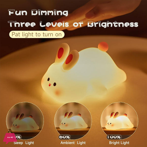 Silicon Rabbit Lamp Rechargeable Cute Bunny Night Lamp Touch Sensor