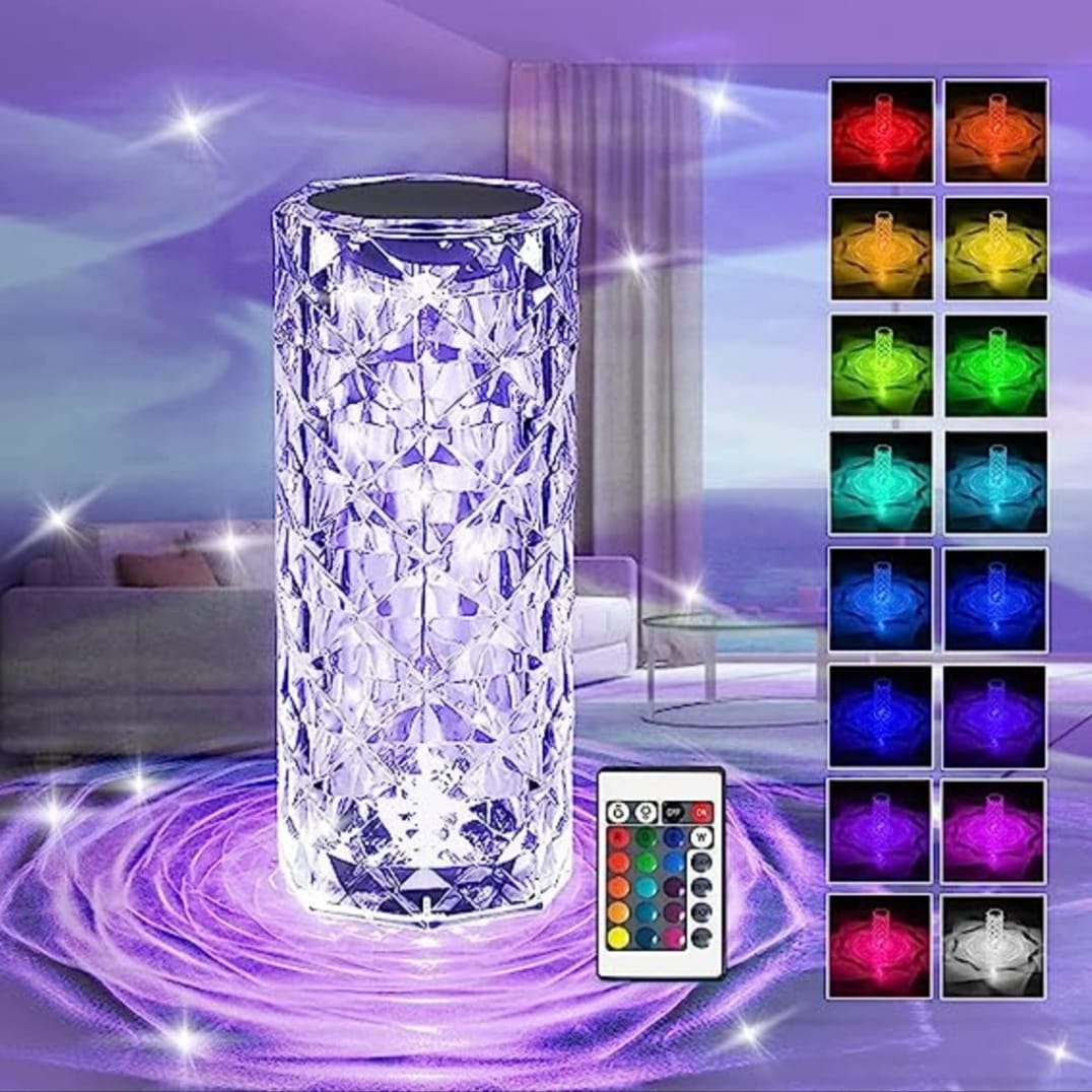 Crystal Diamond Lamp with Remote Rechargeable LED | 16 colours