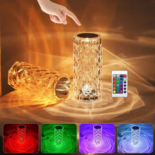 Crystal Diamond Lamp with Remote Rechargeable LED | 16 colours