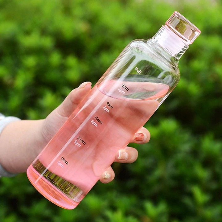 Time Marker Glass Water Bottle - Hydration Made Easy