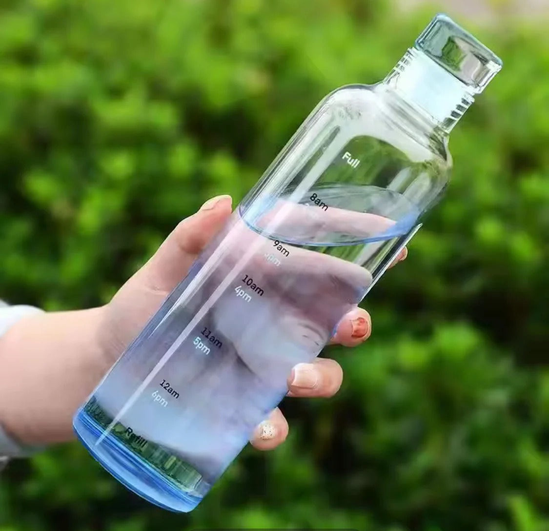 Time Marker Glass Water Bottle - Hydration Made Easy