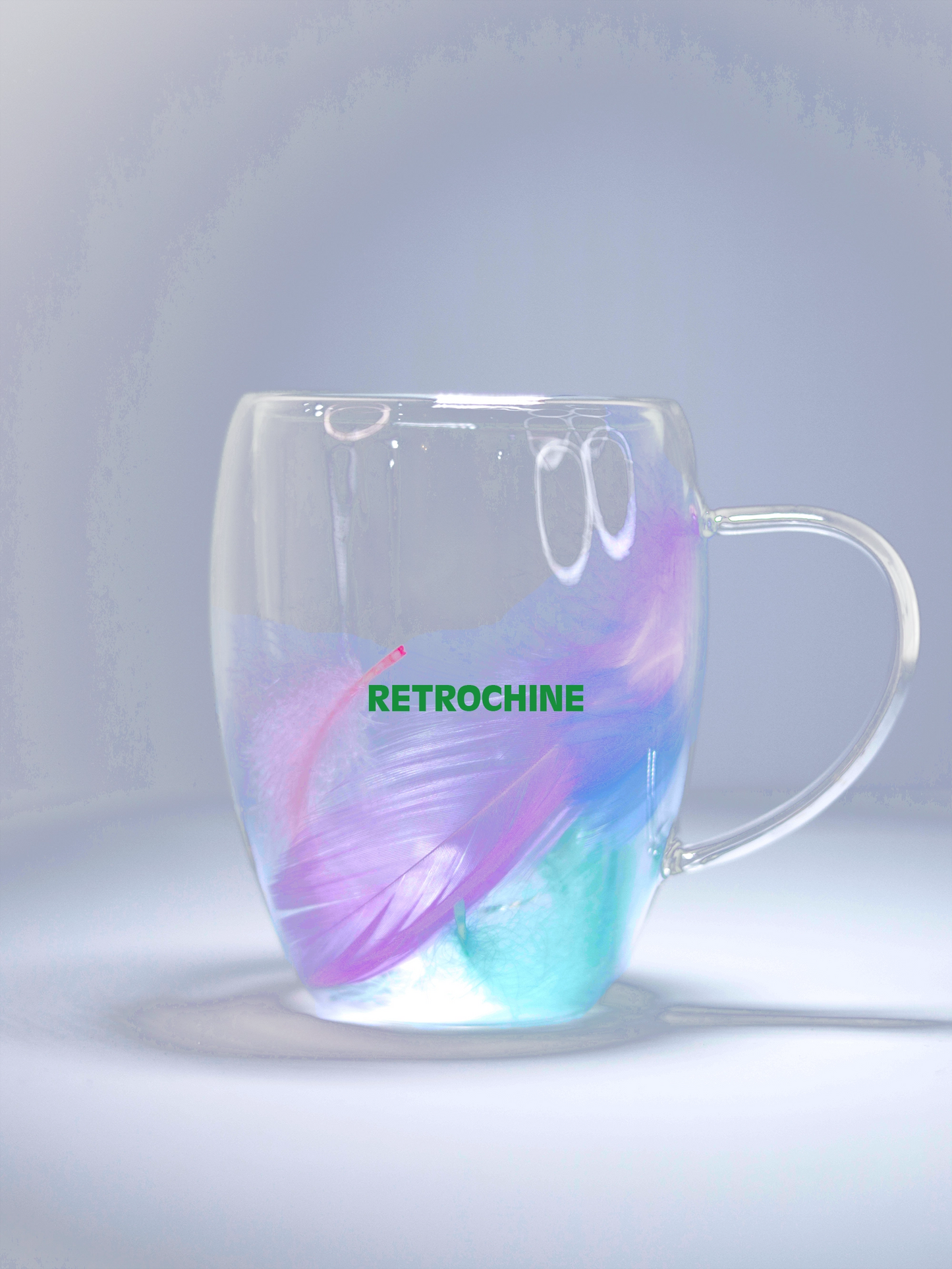 Floral Double Wall Glass Cup with Handle