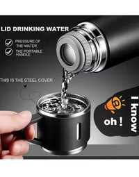 Stainless Steel Vacuum Flask Hot & Cold Thermos Bottle With Cups