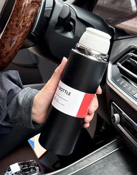 Stainless Steel Vacuum Flask Hot & Cold Thermos Bottle With Cups